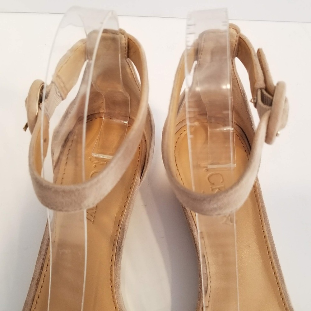 J. CREW Ankle Strap Sandal Low Wedge Heels Nude Suede Leather Womens Shoe Size 6 - Picture 10 of 12